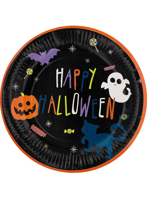 8 platos de Halloween calabaza 23cm - Happy Halloween - Funiglobal | Funidelia