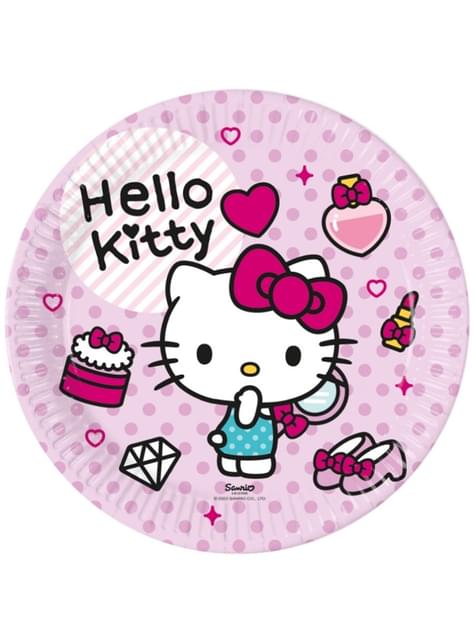 8 platos de Hello Kitty (23cm) - Hello Kitty Hearts - Procos | Funidelia
