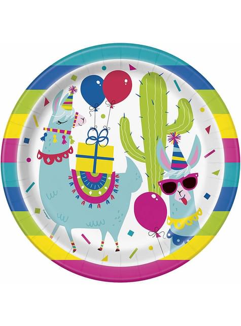 8 platos de Llama Birthday (23 cm) - Unique | Funidelia