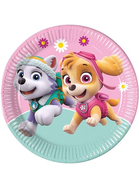 8 platos de Patrulla Canina (23cm) - Skye & Everest