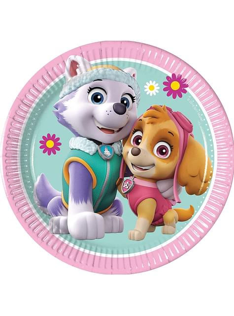 8 platos de Patrulla Canina Skye & Everest pequeños (20cm)
