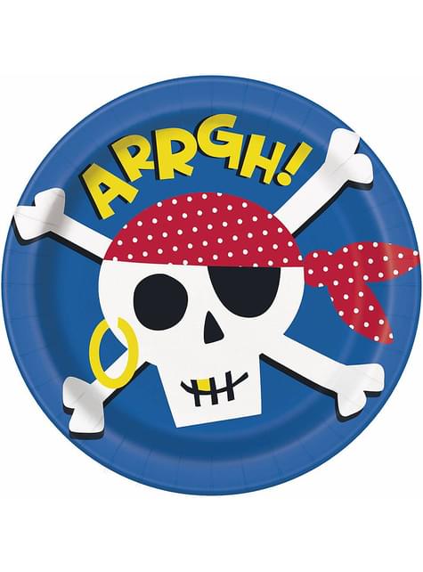 8 platos de piratas (23 cm) - Ahoy Pirate