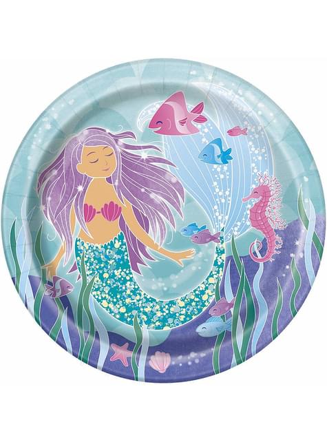 8 platos de sirenas (23 cm) - Sirena bajo del mar - Unique | Funidelia