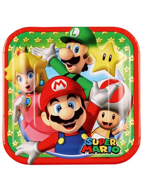 8 platos de Super Mario Bros pequeños (18cm) - AMSCAN | Funidelia