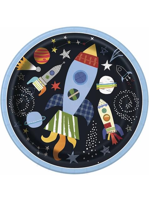 8 platos del espacio (23 cm) - Outer Space - Unique | Funidelia