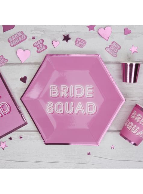8 platos hexagonales rosas de papel (27 cm) - Bride Squad - Neviti | Funidelia
