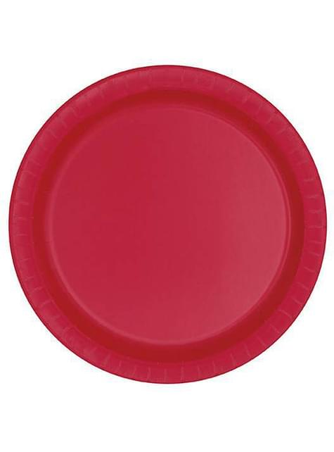 8 platos rojos grandes (23 cm) - Línea Colores Básicos - Unique | Funidelia