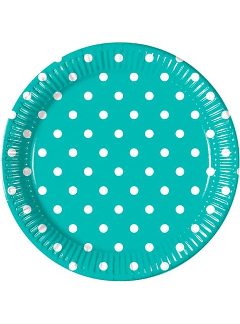 8 platos Turquoise Dots (23 cm) - Procos | Funidelia