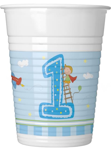 8 vasos Boy’s First Birthday - Procos | Funidelia