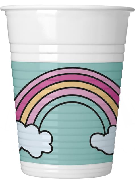 8 vasos de plástico de arcoiris - Magic Party - Procos | Funidelia