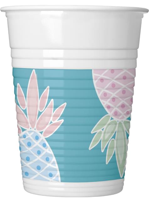 8 vasos de plástico de piñas color pastel - Pineapple - Procos | Funidelia