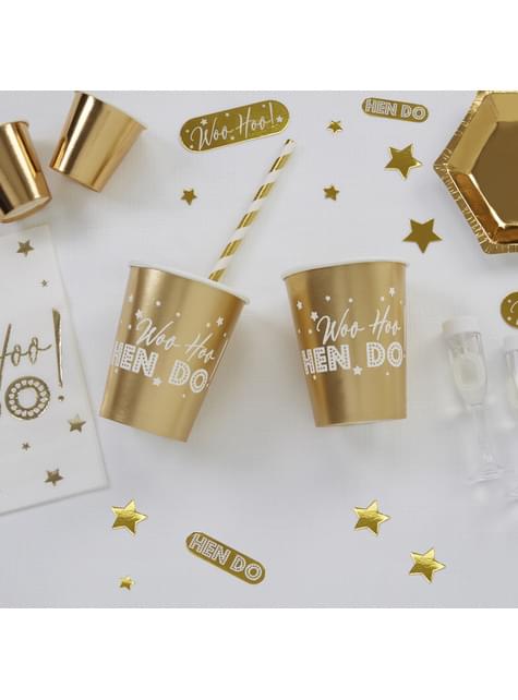 8 vasos dorados de papel - Woo Hoo Hen Do - Neviti | Funidelia