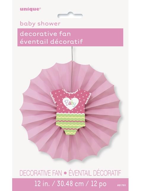 Abanico de papel decorativo rosa - Baby Shower - Unique | Funidelia