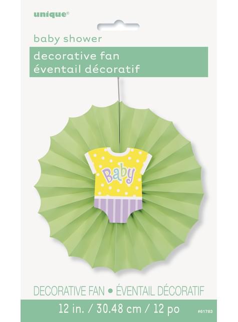 Abanico de papel decorativo verde - Baby Shower - Unique | Funidelia