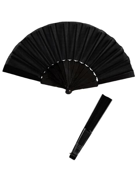 Abanico negro en tela