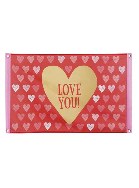 Bandera de tela con corazones - Love You - Boland | Funidelia