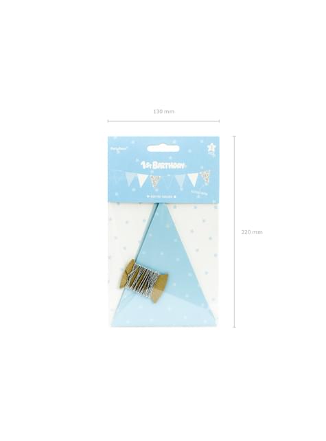 Banderín estampado de lunares azules de papel - Blue 1st Birthday - Partydeco | Funidelia