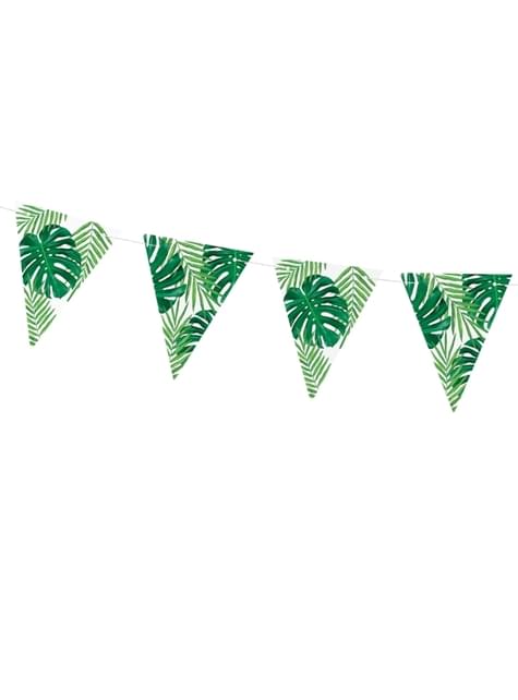 Banderín estampado hojas verdes de papel - Aloha - Partydeco | Funidelia