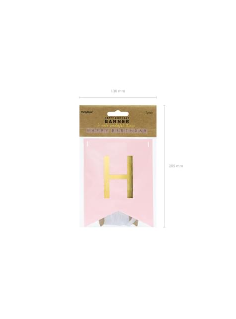 Banderín “Happy Birthday“ rosa pastel - Touch of Gold