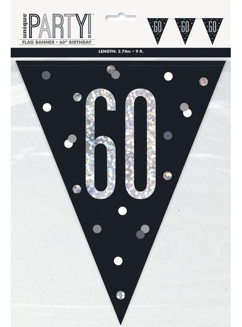 Banderines “60“ años negros - Black & Silver Glitz - Unique | Funidelia