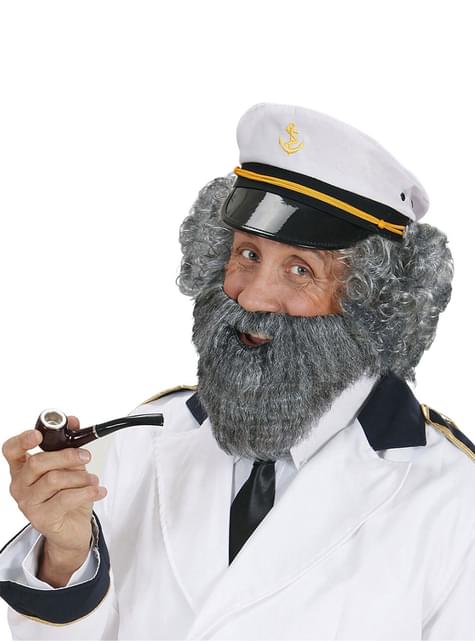 Barba con bigote gris de marinero para hombre - Widmann | Funidelia