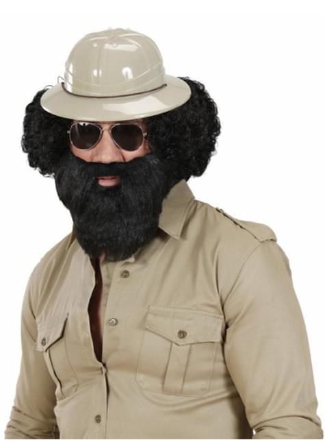 Barba poblada negra con bigote