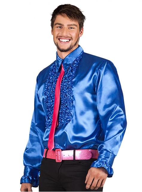Camisa azul años 70 para hombre - Boland | Funidelia