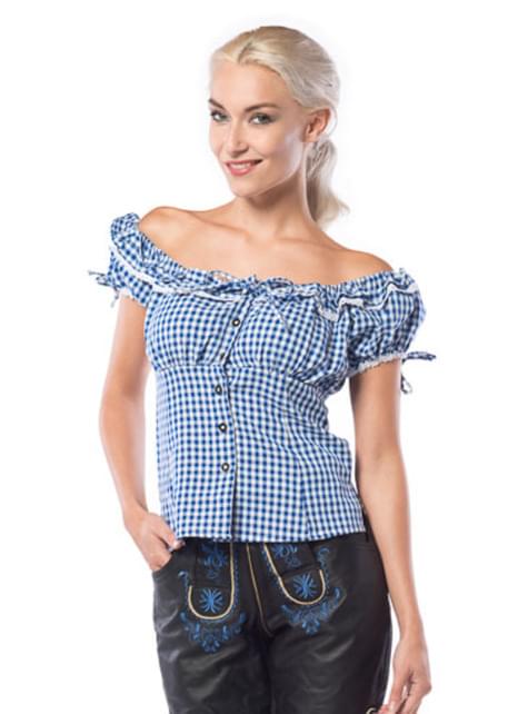 Camisa Oktoberfest azul y blanca para mujer - Partychimp | Funidelia