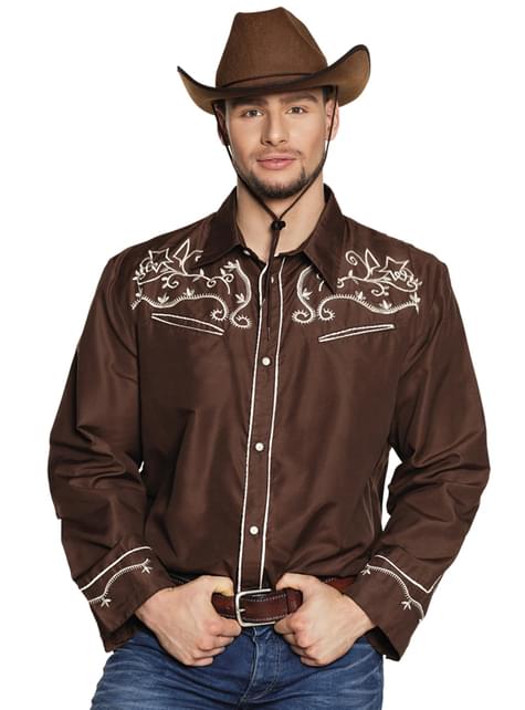 Camisa de vaquero marrón para adulto - Boland | Funidelia