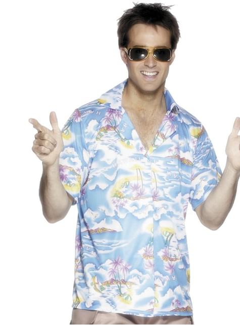 Camisa hawaiana azul para hombre