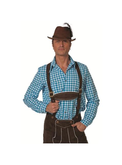 Camisa tirolesa azul Oktoberfest para hombre - Wilbers | Funidelia