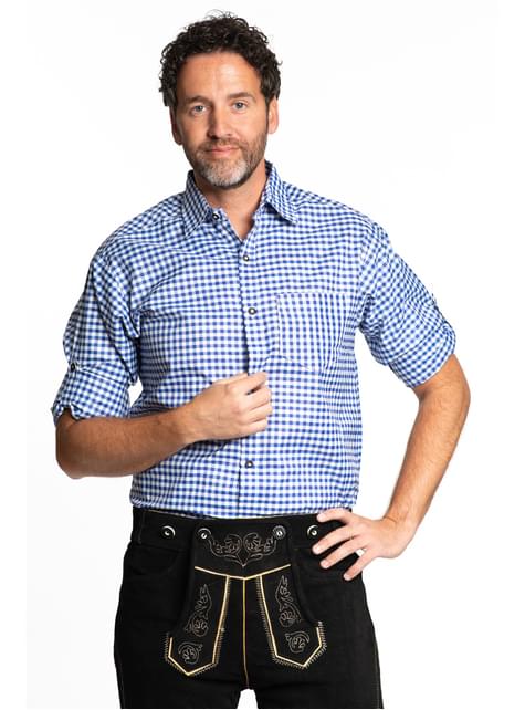 Camisa tirolesa azul para hombre - Partychimp | Funidelia