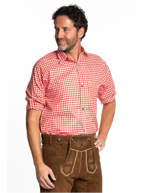 Camisa tirolesa roja para hombre - Partychimp | Funidelia