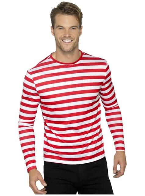 Camiseta de rayas rojas y blancas para hombre - Smiffys | Funidelia