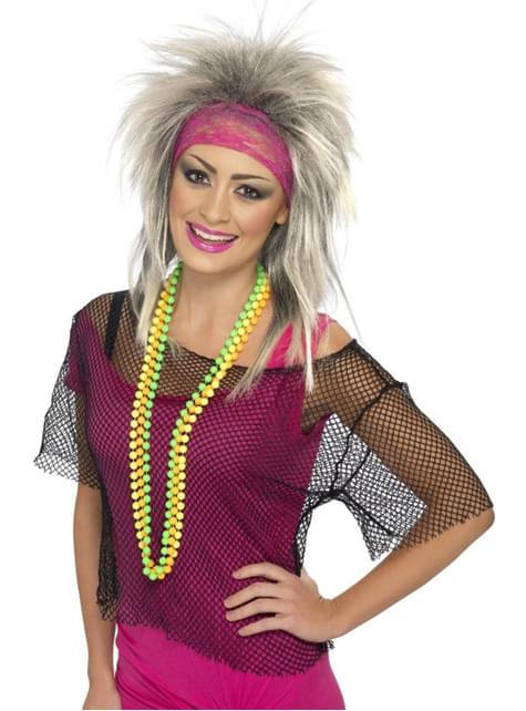 Camiseta de rejilla negra estilo años 80 - Smiffys | Funidelia