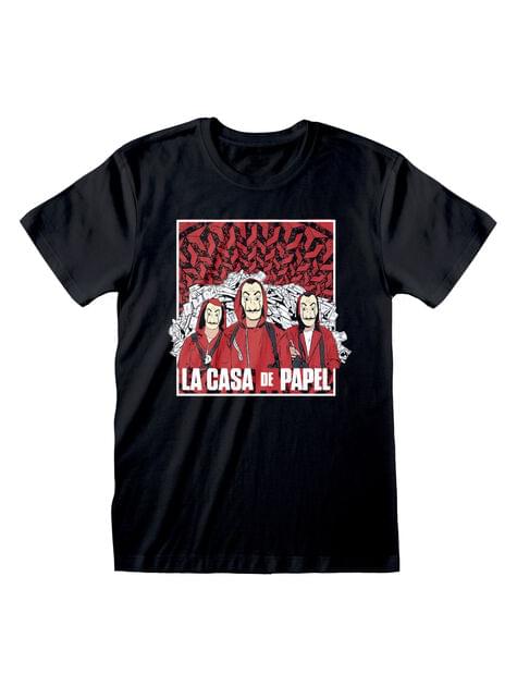 Camiseta La Casa de Papel negra para adulto - Heroes Inc. | Funidelia