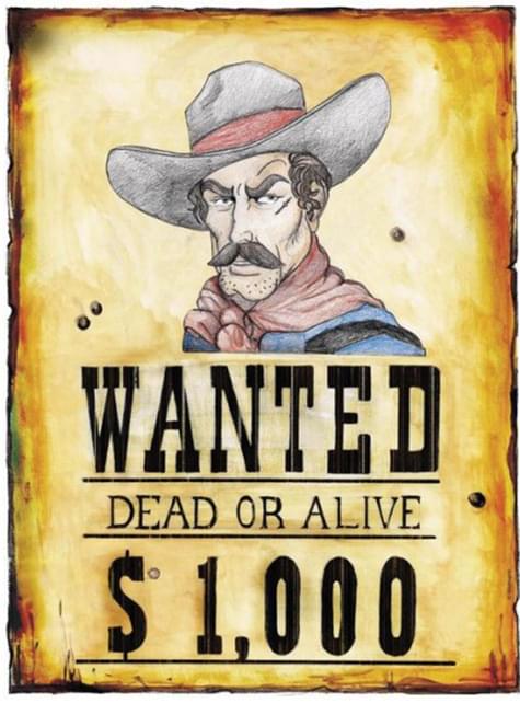 Cartel Wanted del lejano oeste - Widmann | Funidelia