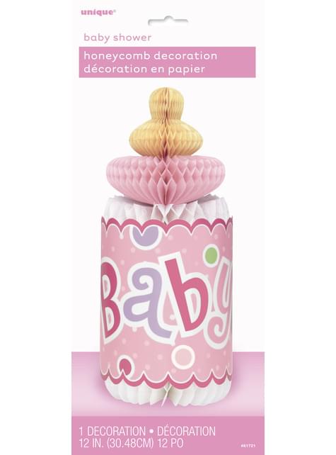 Centro de mesa biberón rosa - Baby Shower - Unique | Funidelia