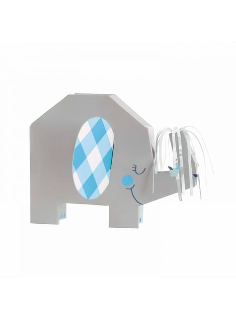 Centro de mesa elefante azul baby Shower - Blue Floral Elephant