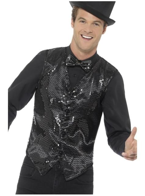 Chaleco de lentejuelas negro para hombre - Smiffys | Funidelia
