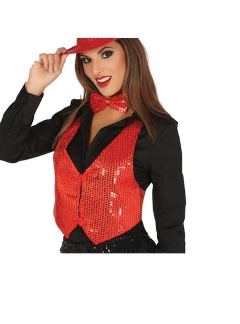 Chaleco de lentejuelas rojo para mujer