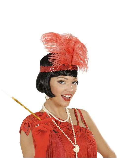 Cinta de pelo años 20 roja para mujer