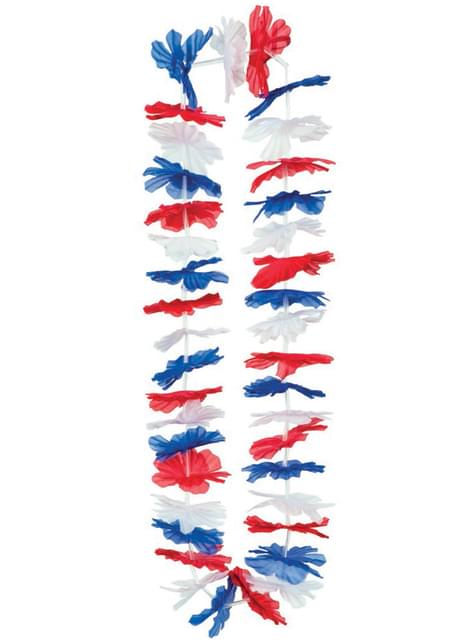 Collar hawaiano tricolor rojo, blanco y azul - Boland | Funidelia