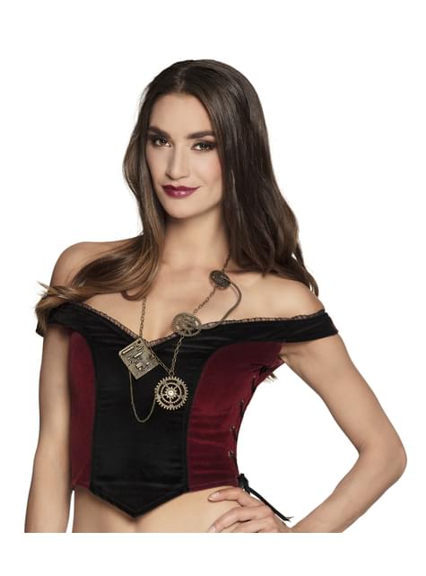 Collar steampunk de engranajes dorados - Boland | Funidelia