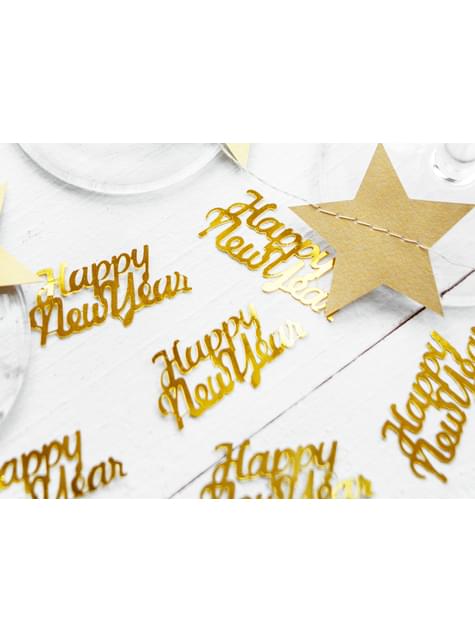 Confeti “Happy New Year“ dorado metálico para mesa - New Year’s Eve & Carnival