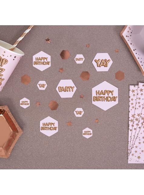 Confeti para mesa “Happy Birthday“ - Glitz & Glamour Pink & Rose Gold - Neviti | Funidelia