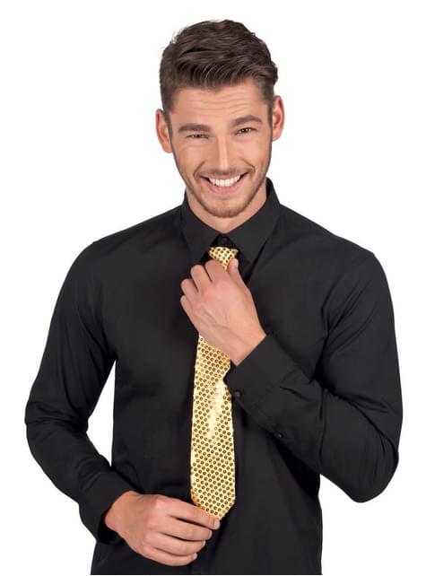 Corbata dorada de lentejuelas para adulto - Boland | Funidelia