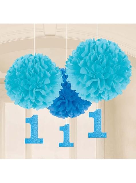 Decoración colgante azul cumpleaños 1 año - AMSCAN | Funidelia