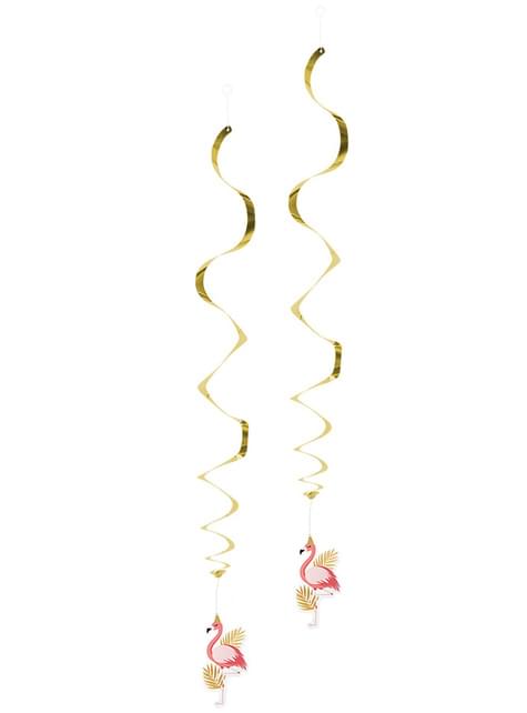 Decoración colgante de flamencos rosa y dorados - Flamingo Party - Boland | Funidelia