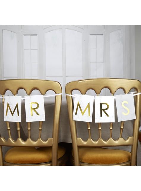 Decoración para silla “Mr“ & “Mrs“ - Scripted Marble - Neviti | Funidelia